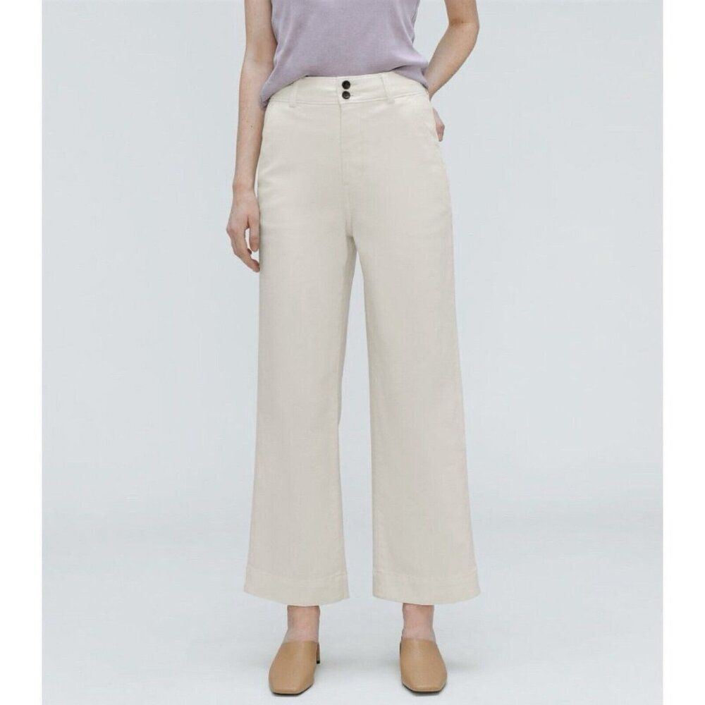 Everlane The Organic Cotton Wide Leg Crop Pant Women’s 2 High Rise Bone Ivory